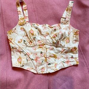 Floral Cotton Bustier Crop Top